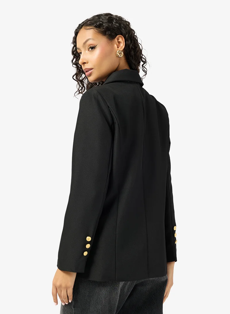 جينجر Cinched Waist Structured Double Breasted Blazer